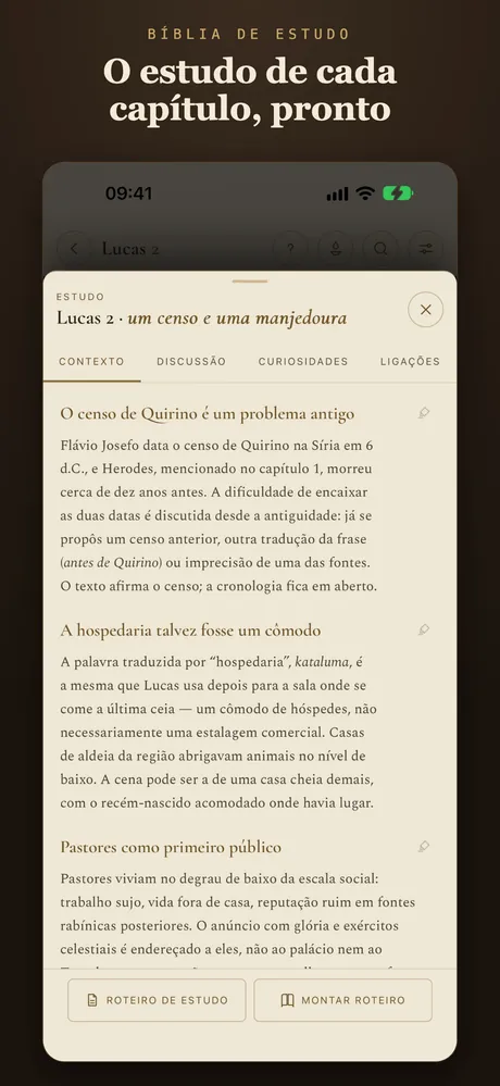 O estudo de cada capítulo, pronto.