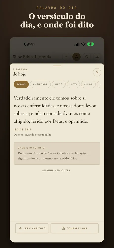 O versículo do dia, e onde foi dito.