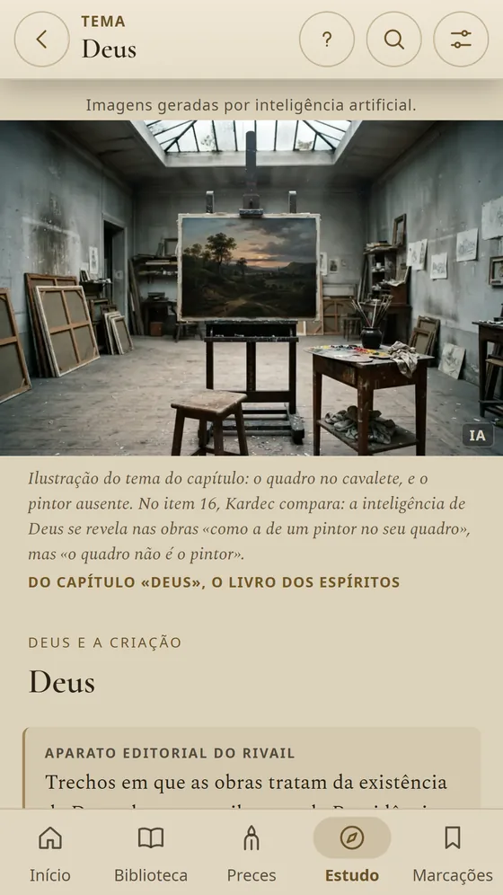 Cena de época do Rivail que ilustra o tema Deus, com a legenda que explica a imagem.